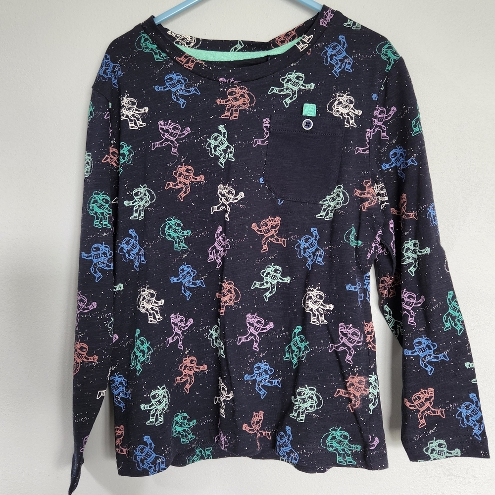 Little Boy Size 4 Craft+Flow Long Sleeve Shirt Astronaut Print